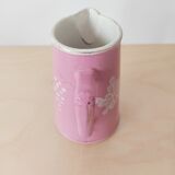 Vase pichet rose Sarreguemines peint à la main vers 1900
