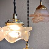 Pair of Art Deco glass rose petals