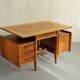 Bureau double à poignées gainées, France 1950