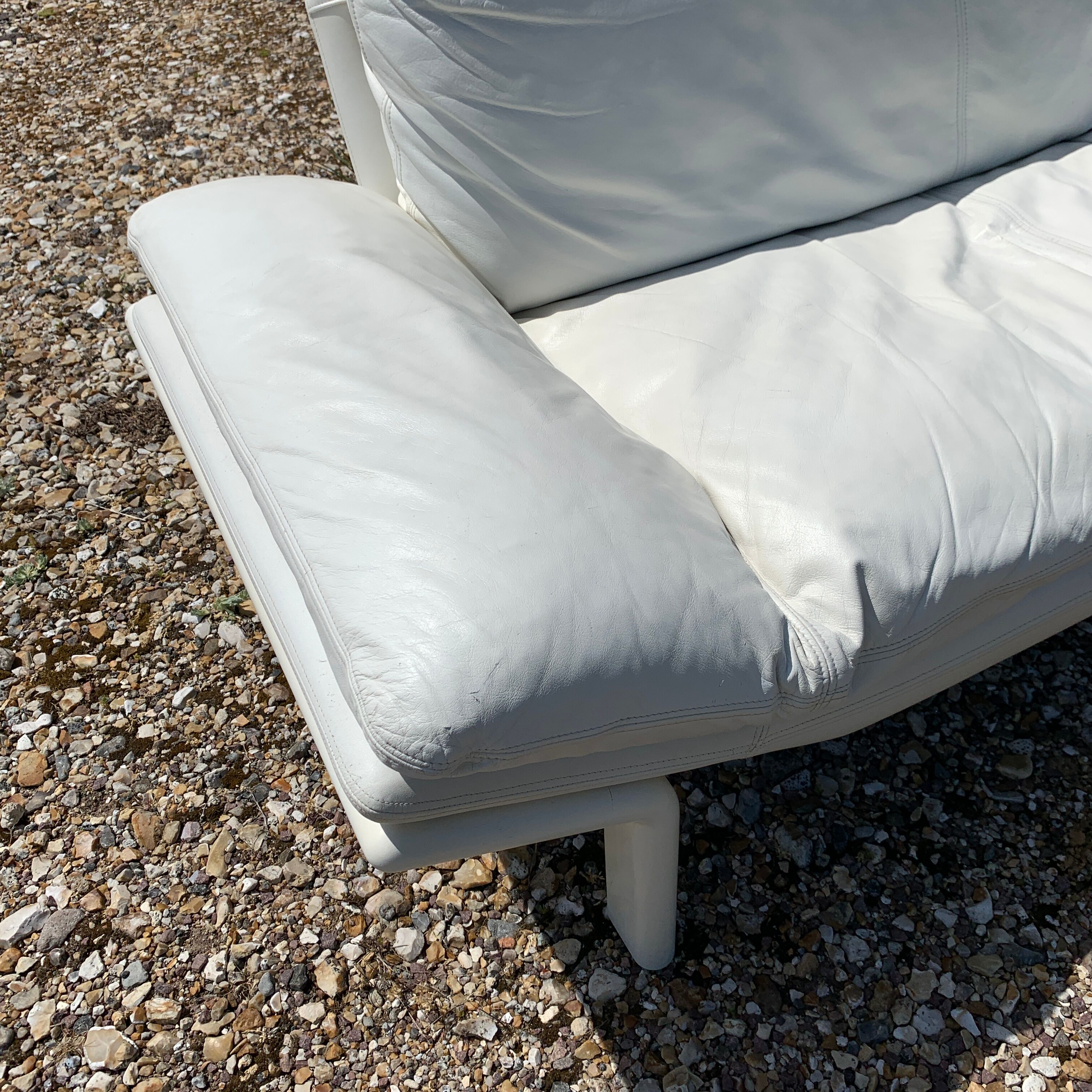 Danish Komfort white leather sofa