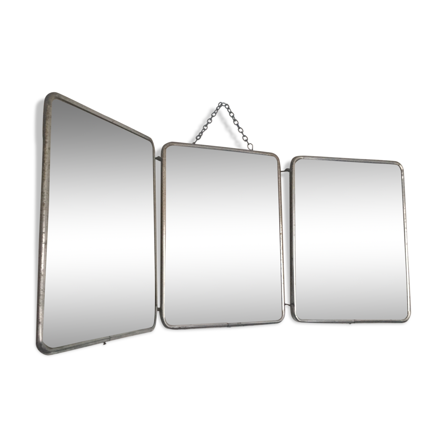 Vintage triptych barber mirror / dive 58x24cm