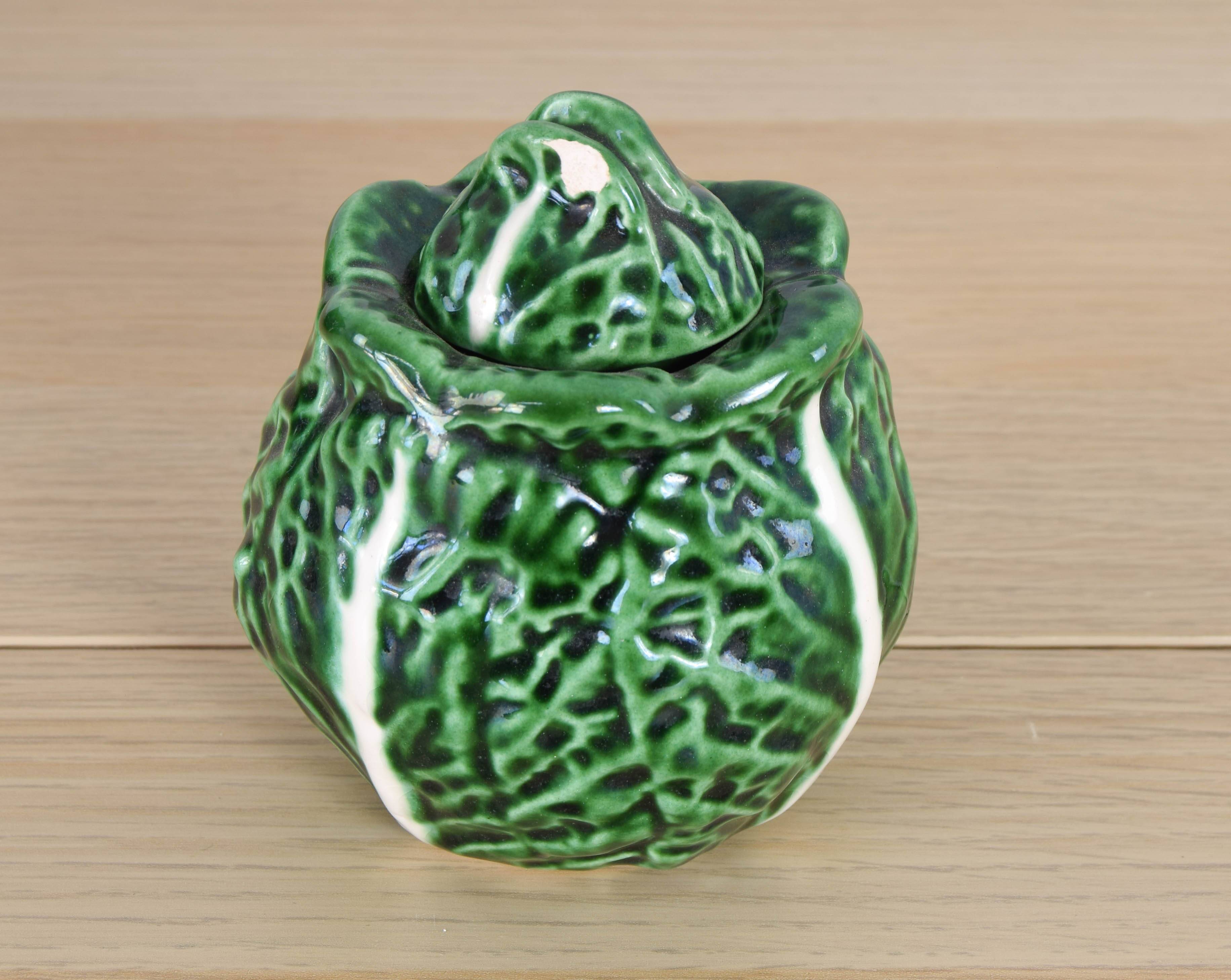 Vintage Ceramic Bordallo Pinheiro Cabbage Salt Shaker, Portugal 60s