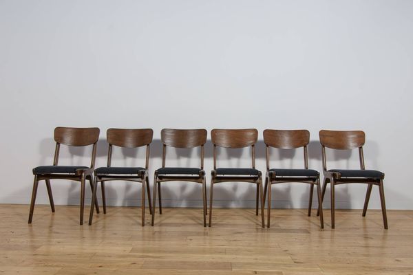 Chaises de salle à manger Boomerang de Gościcńskie Furniture Fabryki, années 1960, Pologne, ensemble de 6