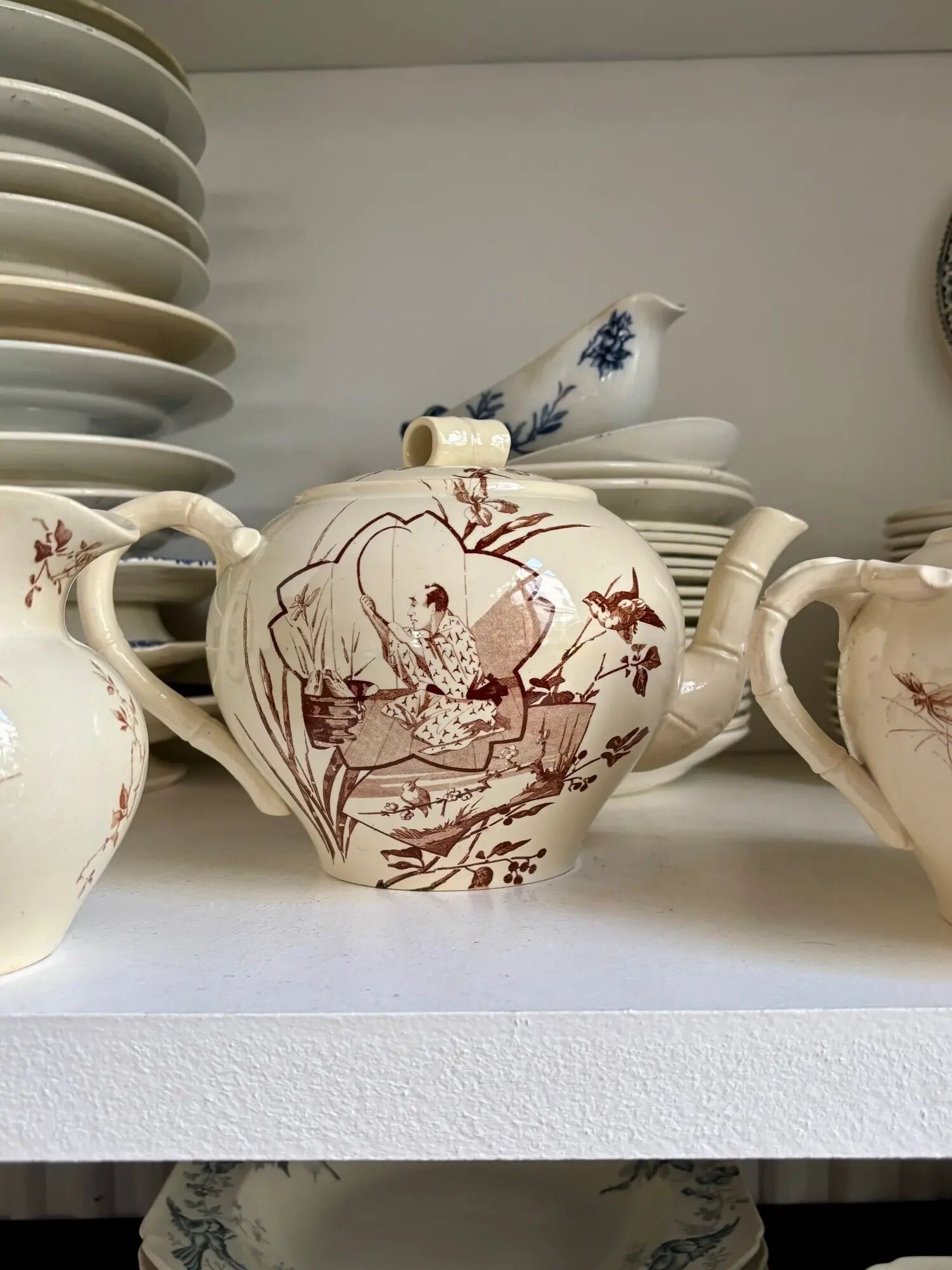 3-piece tea and coffee service KG Lunéville in brown ironstone