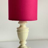 Lampe marbre et tissu fuchsia vintage