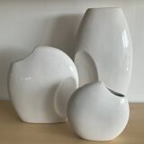 Série 3 vases vintage en céramique émaillée