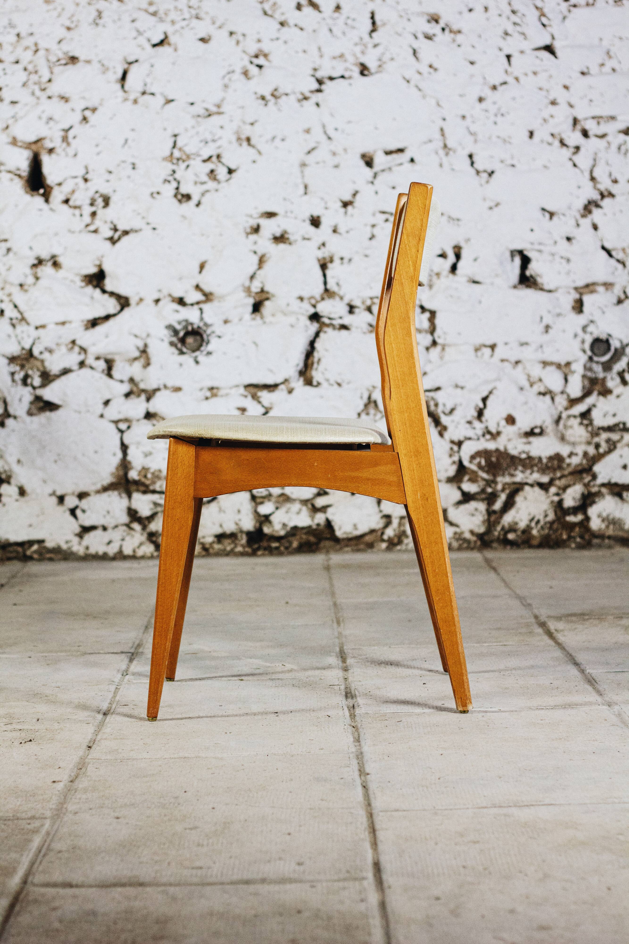 4 Danish chairs in beech wood and skai, 1960