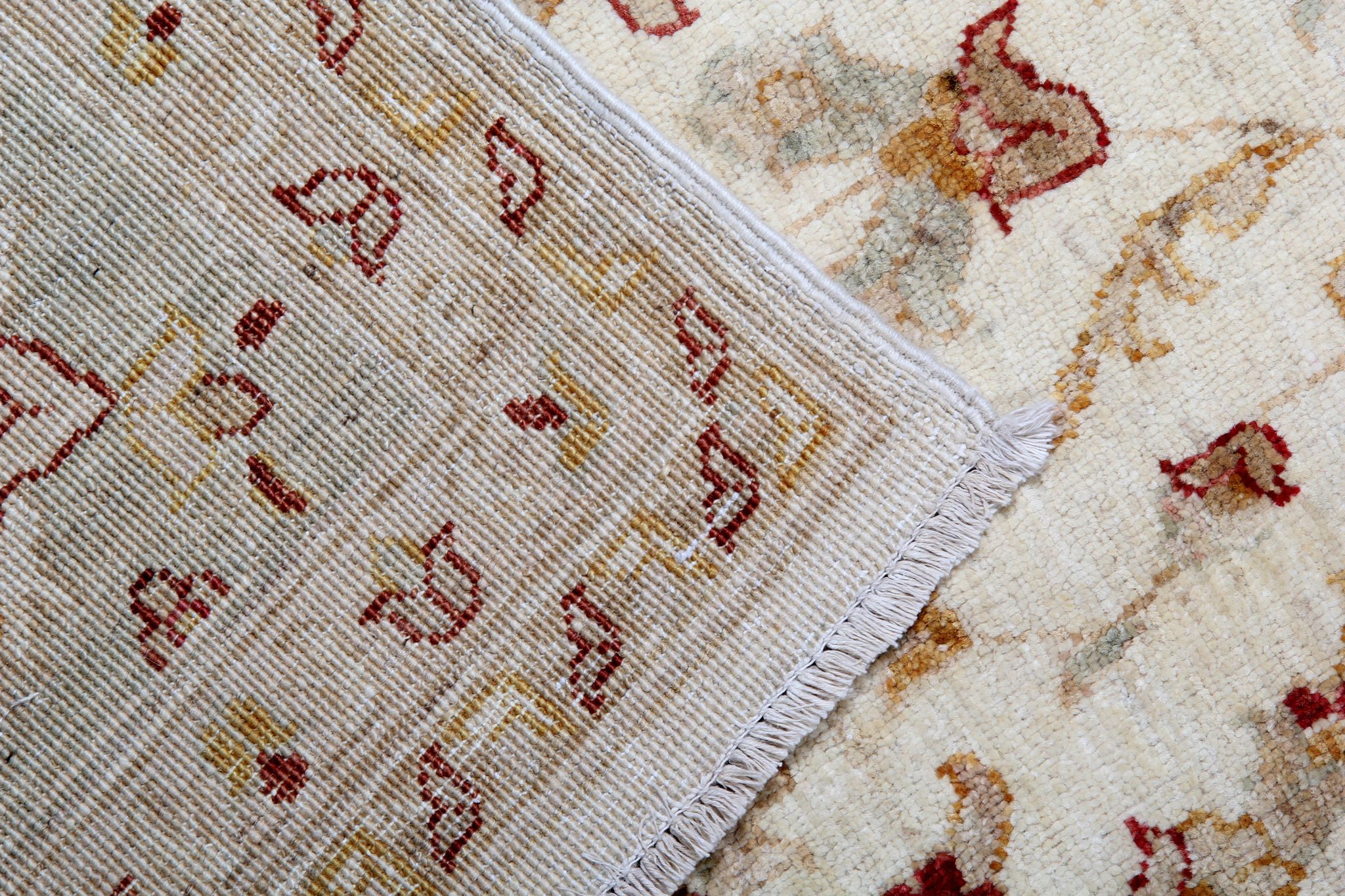 Large Ivory-cream Zielger Rug Handwoven Oriental Floral Carpet 199x292cm