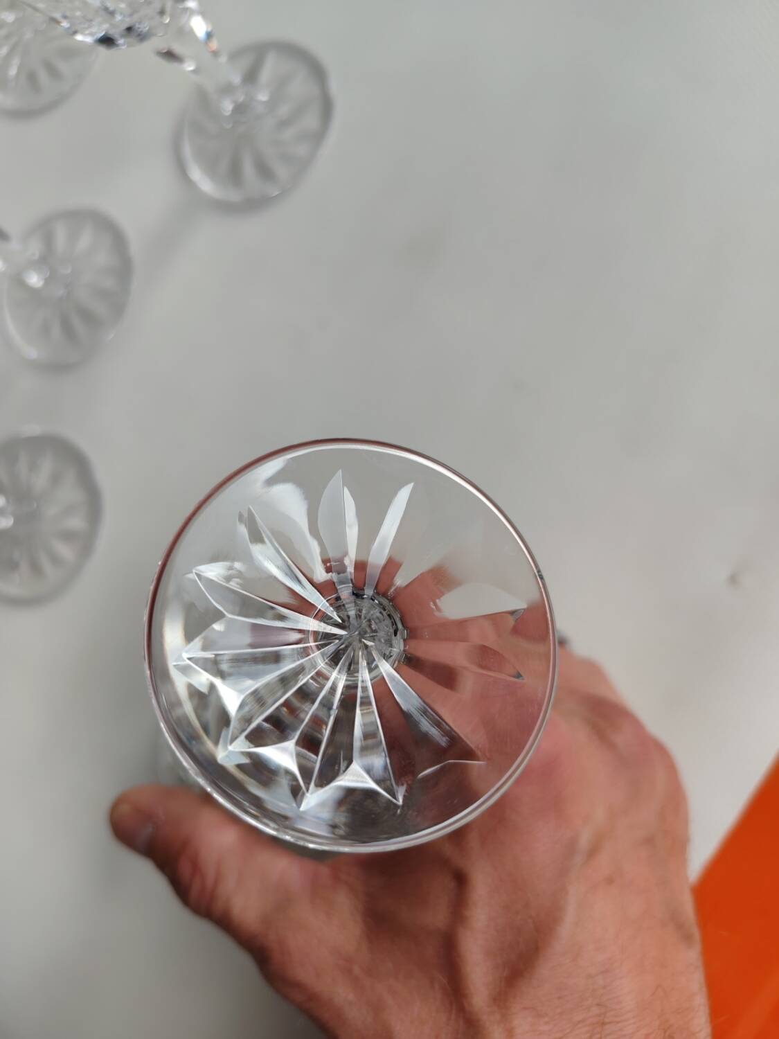 12 Saint Louis crystal glasses, Camargue model, circa 1970.