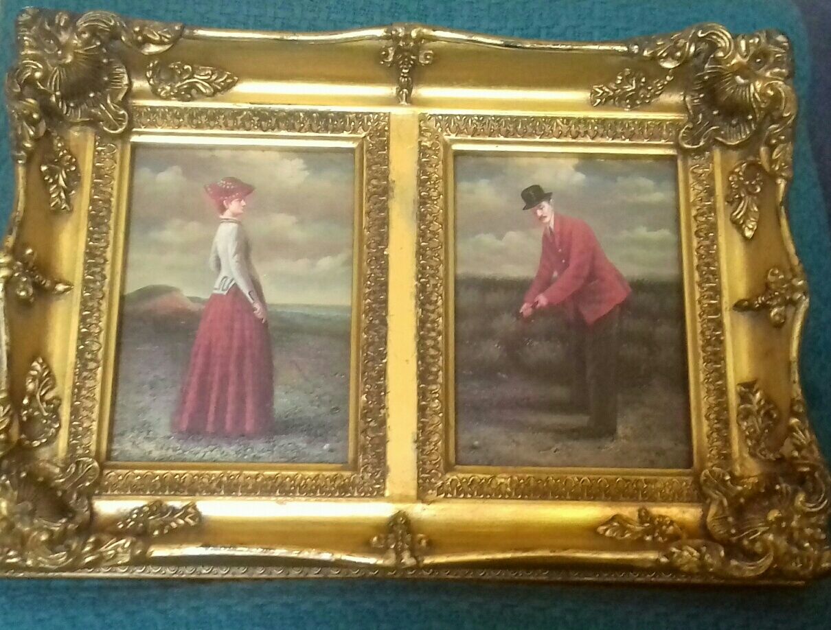 Diptyque couple of old English golfers