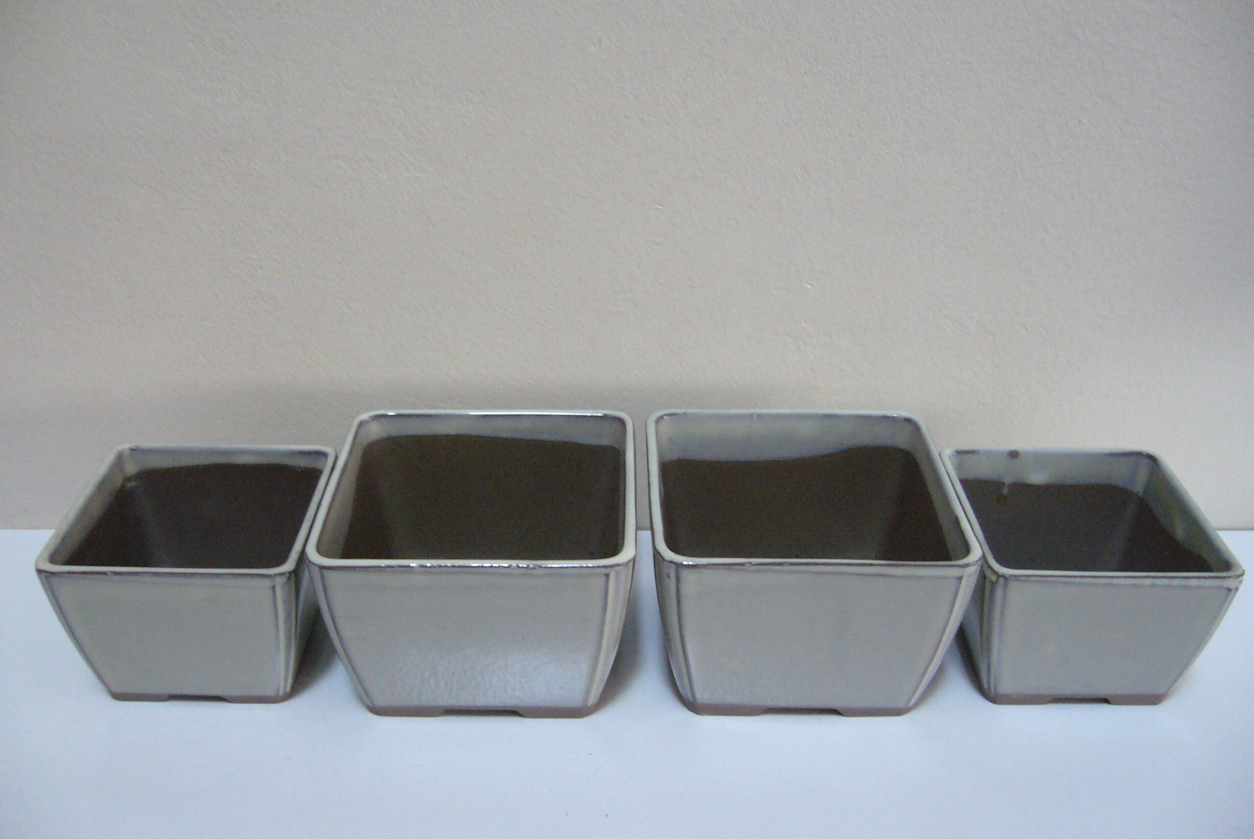 Set of 4 square ceramic cactus or succulent pots
