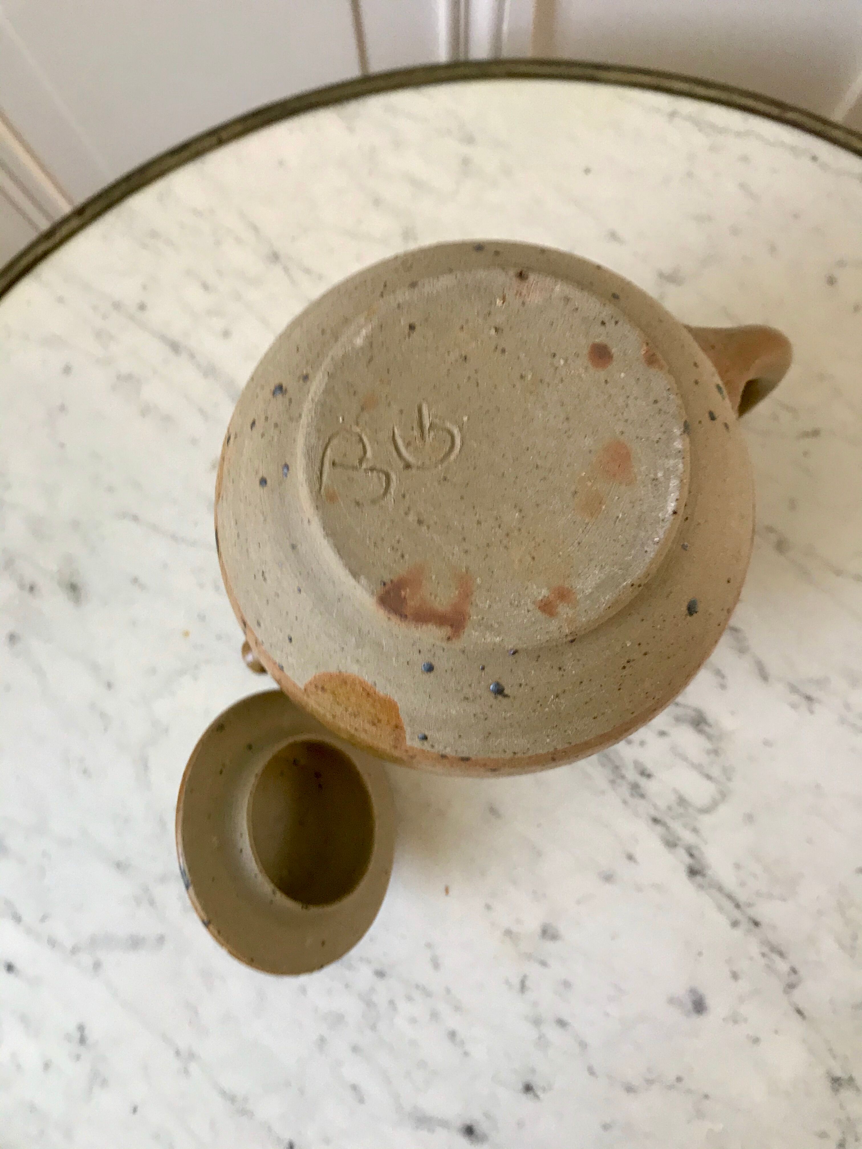 coffee service 6 cups and saucers, teapot and sugar bowl in ceramic / pottery / stoneware years 50-6