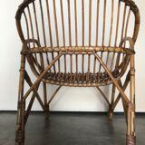 Rattan armchair vintage shell adult 1960