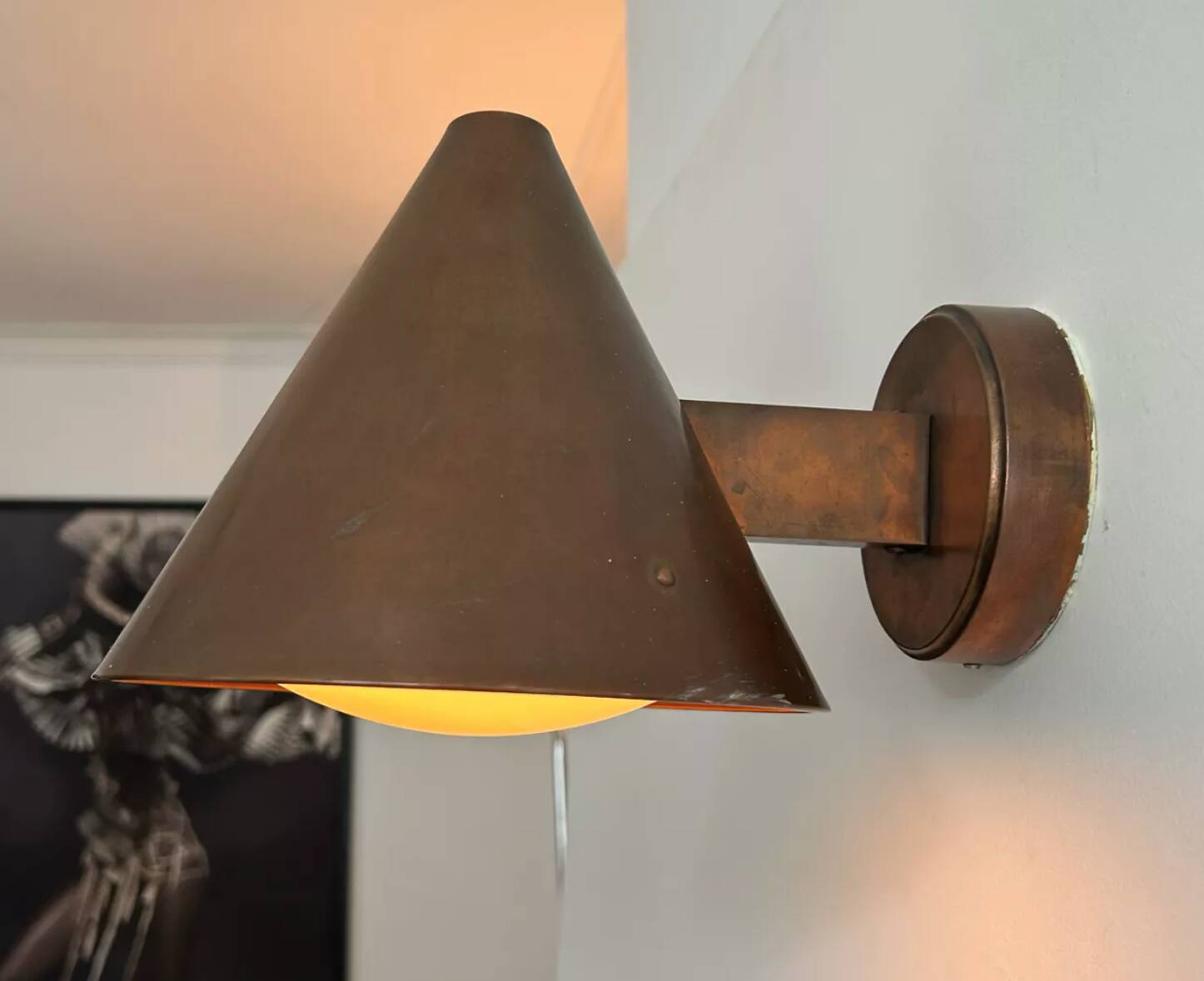 Vintage copper and opaline wall light, BEGA 1960