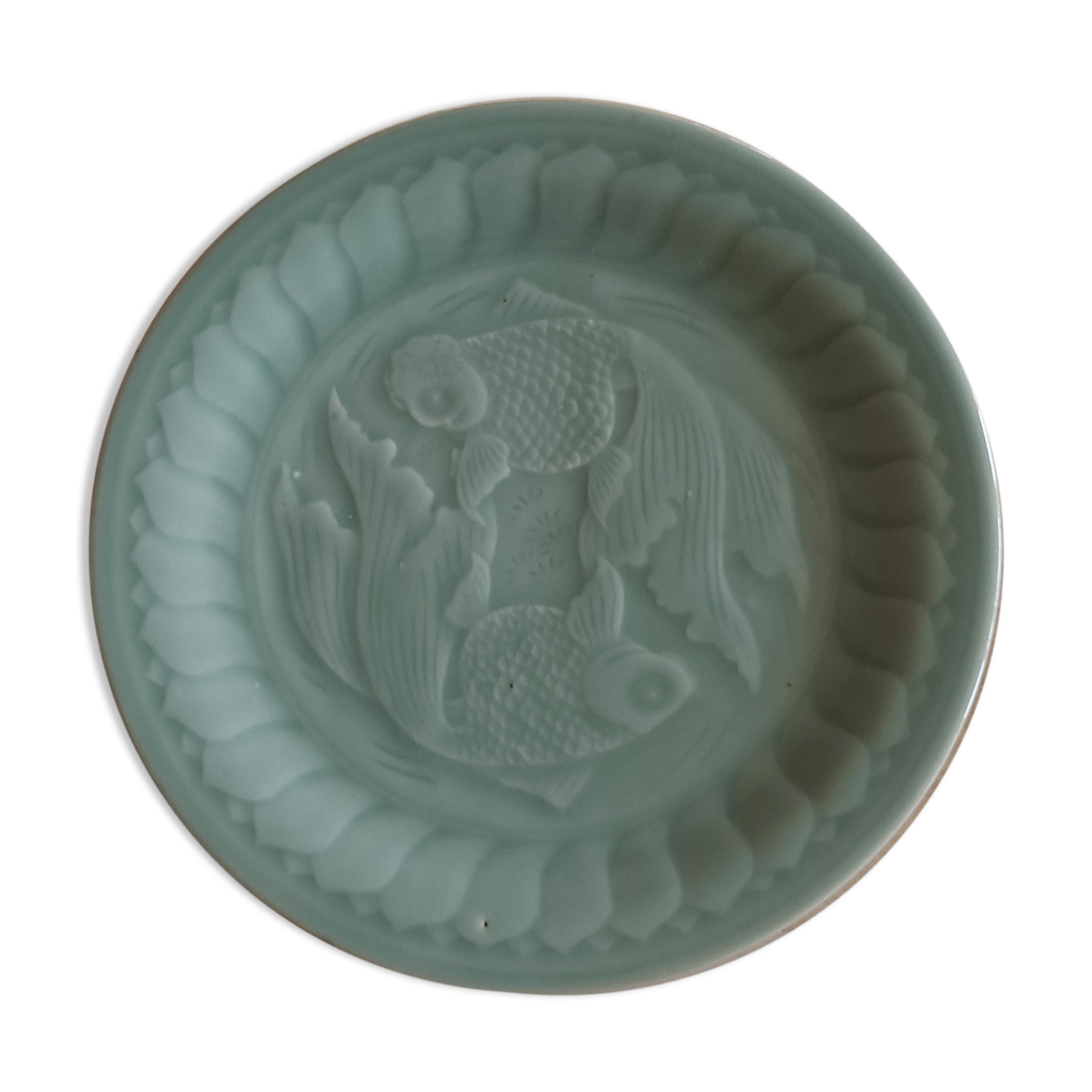Celadon green plate with fish