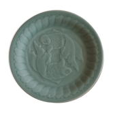 Celadon green plate with fish