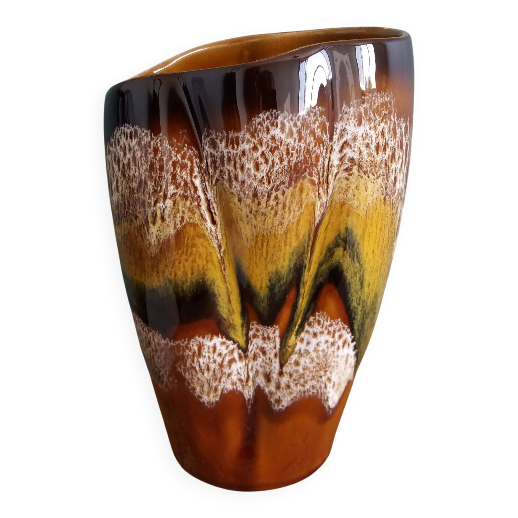 Sarreguemines Digoin flamed ceramic vase