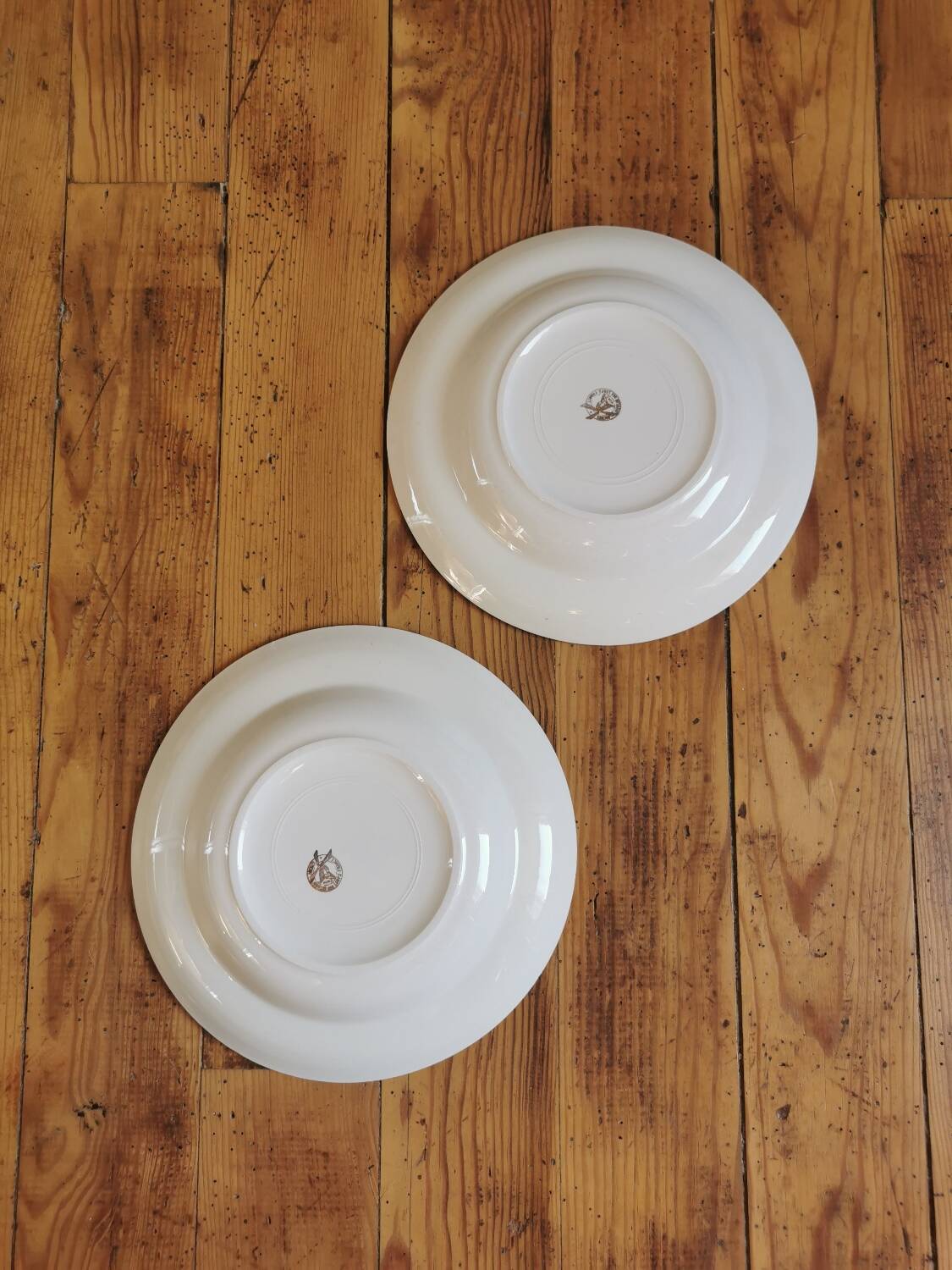 Vintage mismatched yellow and gold soup plates