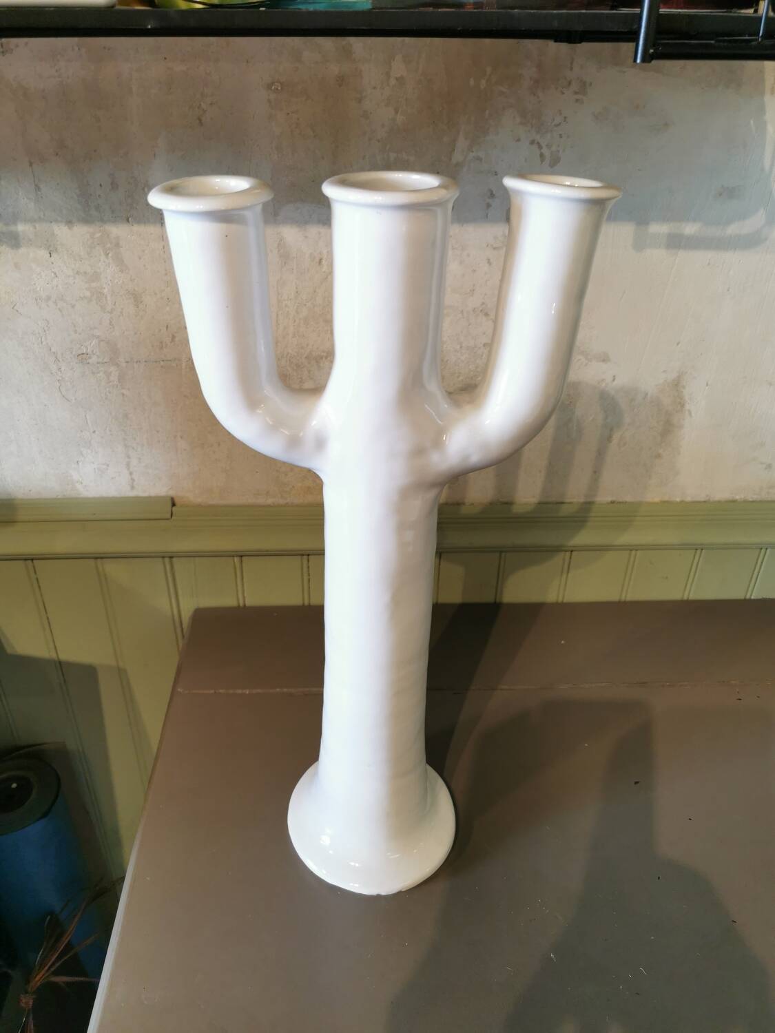 Large white ceramic candlestick Morocco