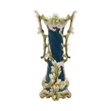 Antique Blue Art Nouveau Vase Rococo Style 38cm