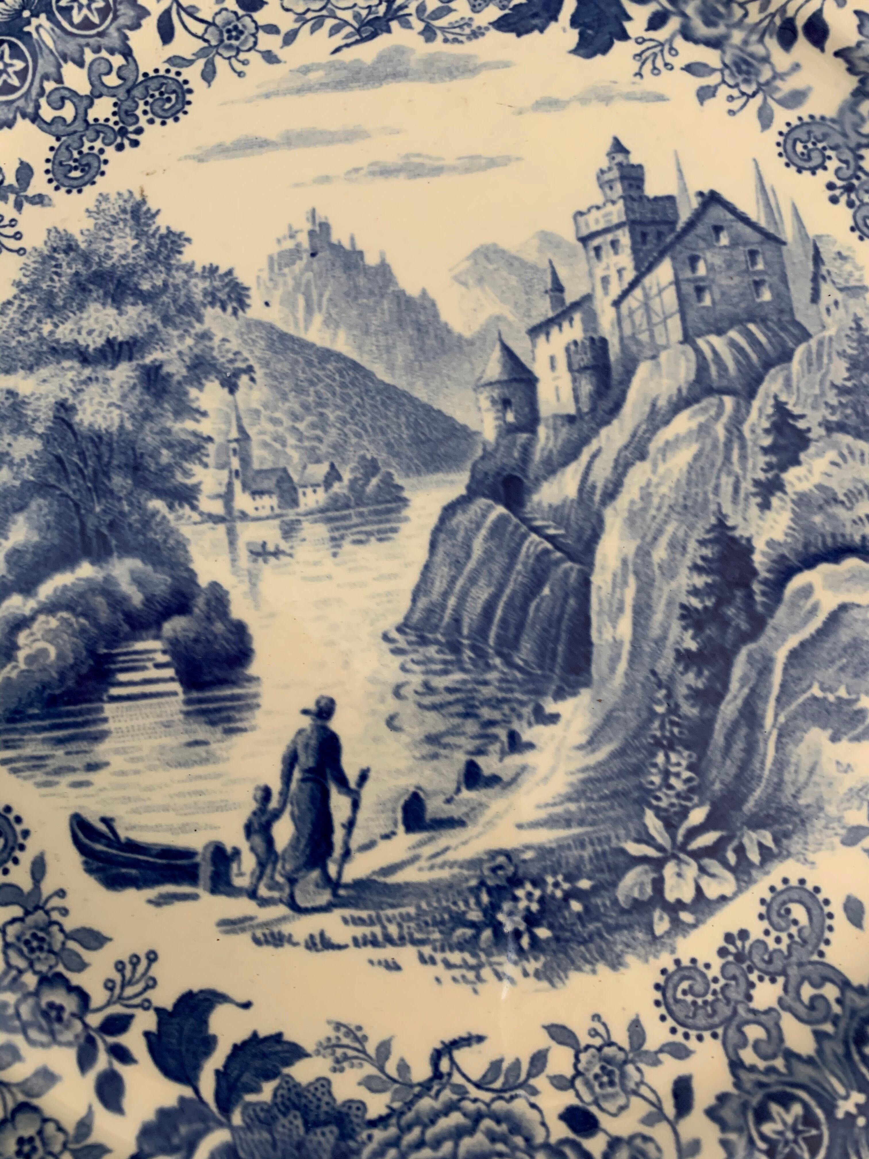 10 assiettes plates bleues Villeroy et Boch modèle Burgenland 1950