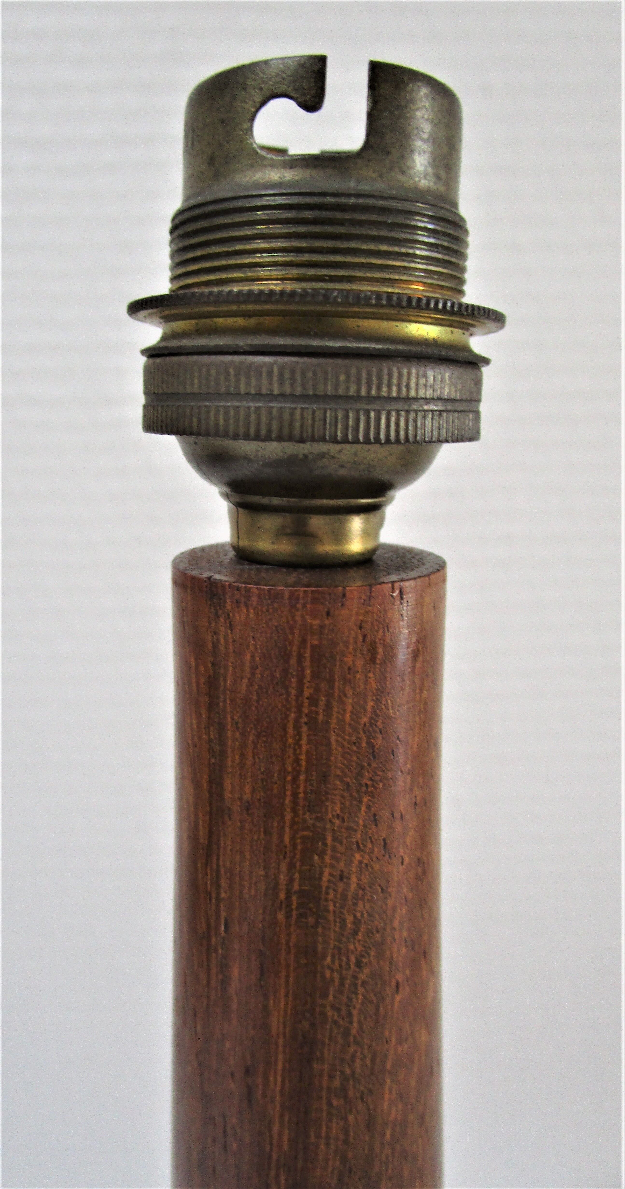Pied de lampe bois exotique précieux laiton années 60