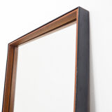 Large vintage mirror with teak and metal frame, 1960's 37x114cm