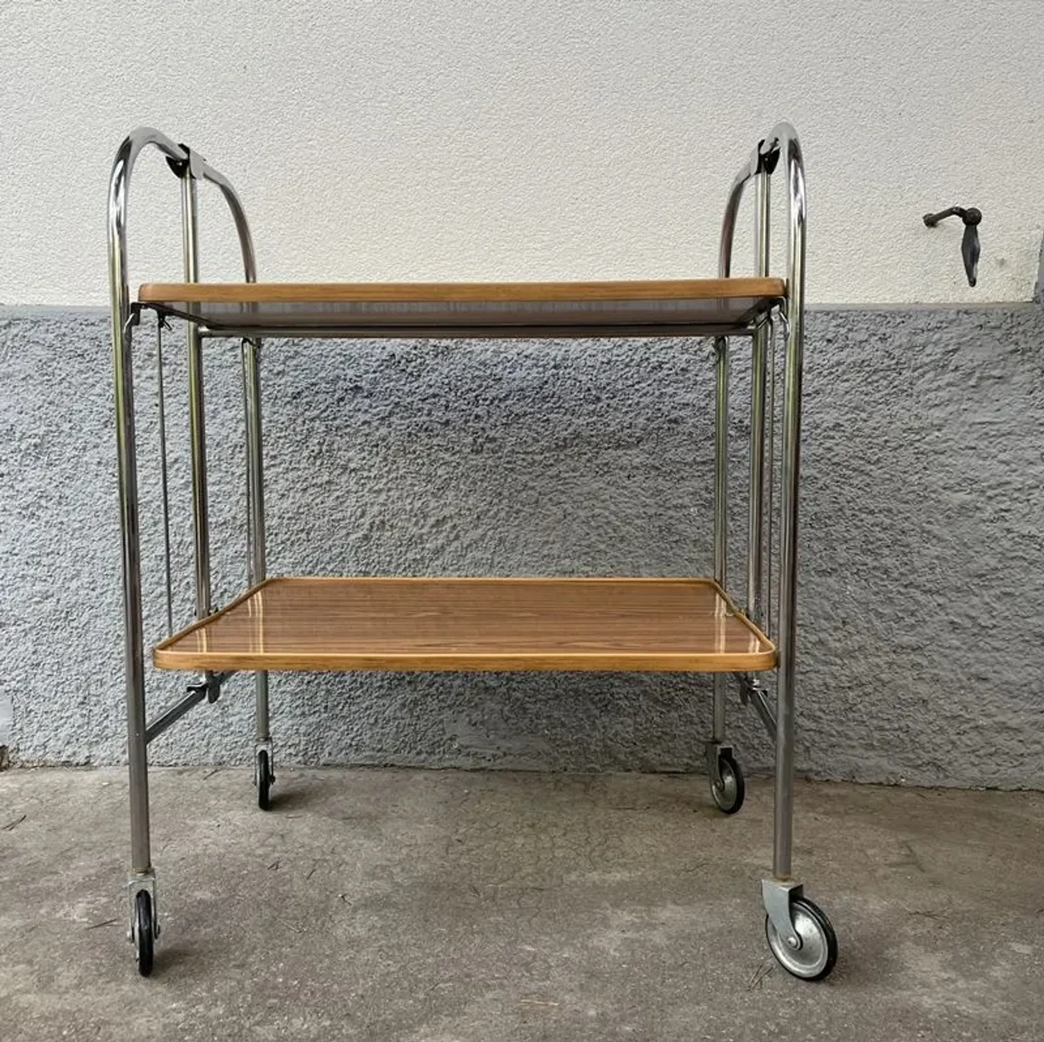 Vintage folding and rolling dessert trolley