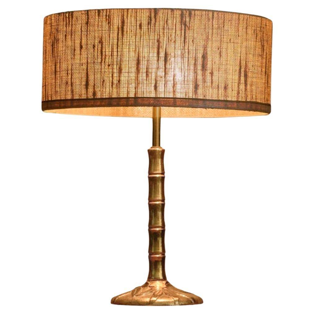 "Faux Bamboo" table lamp in patinated brass from the 1960s.