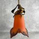 Suspended Jugendstil lamp with orange shade by Muller Frères
