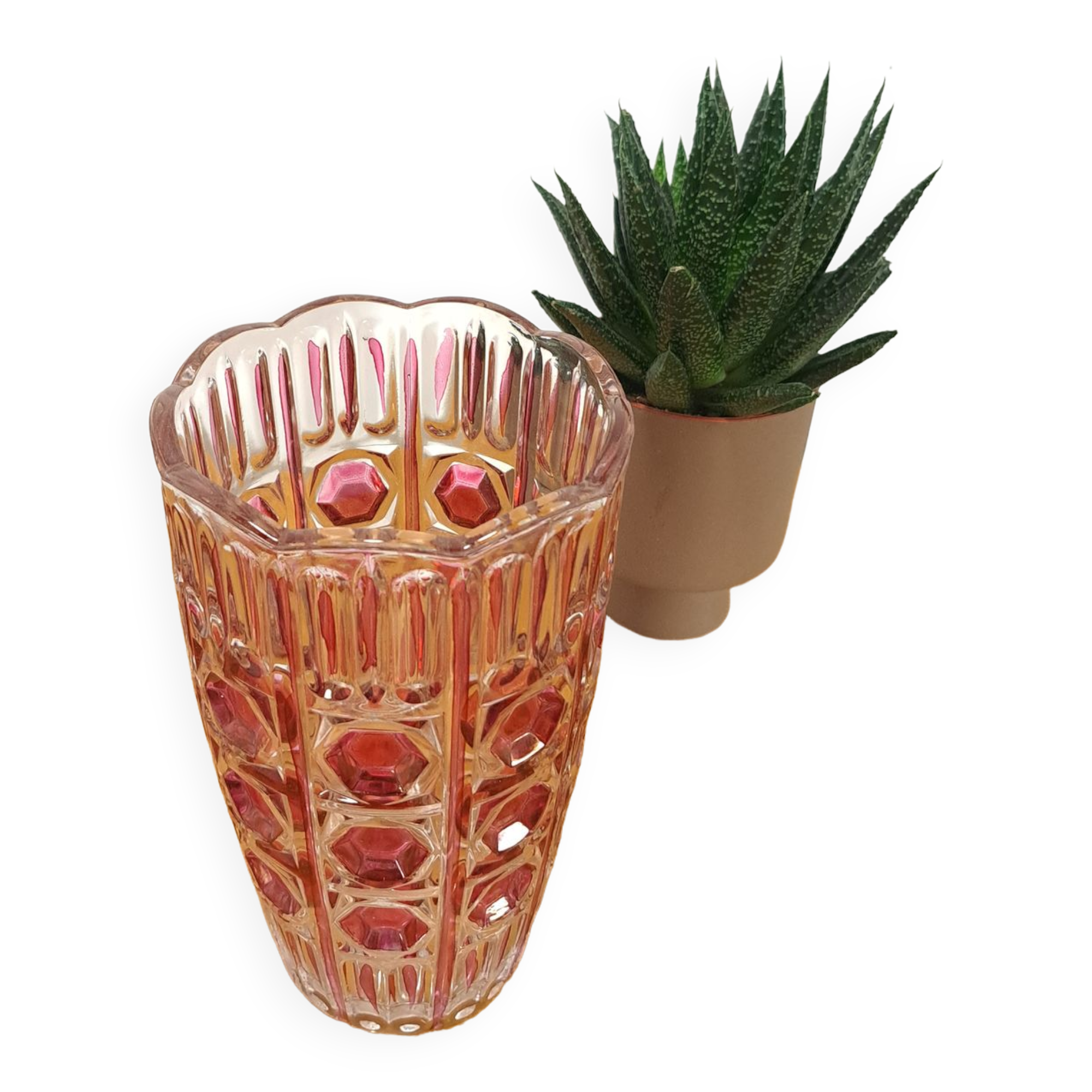 Vintage Vintage Pink Glass Vase Italy, Flower Vase