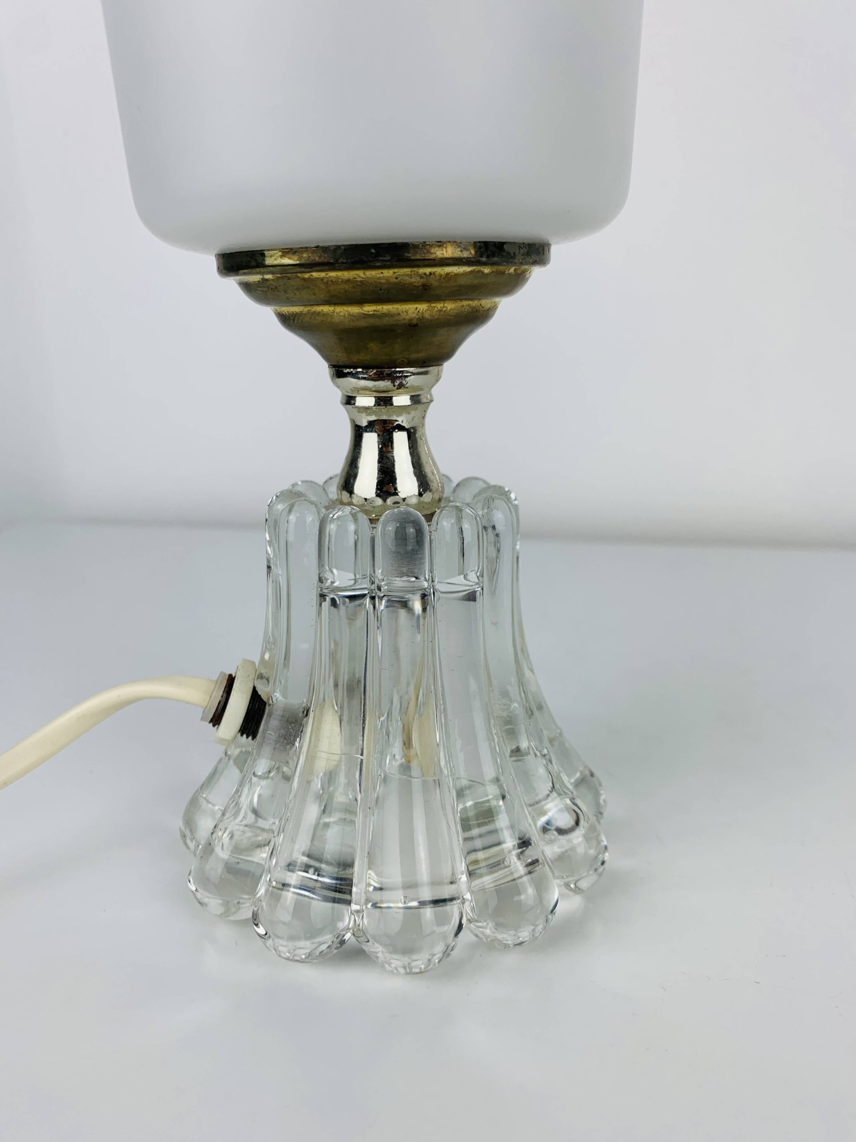 Opaline glass tulip lamp, 1950s, vintage