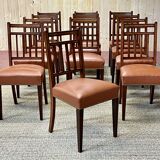Suite of 12 English chairs nineteenth in mahogany and imitation leather