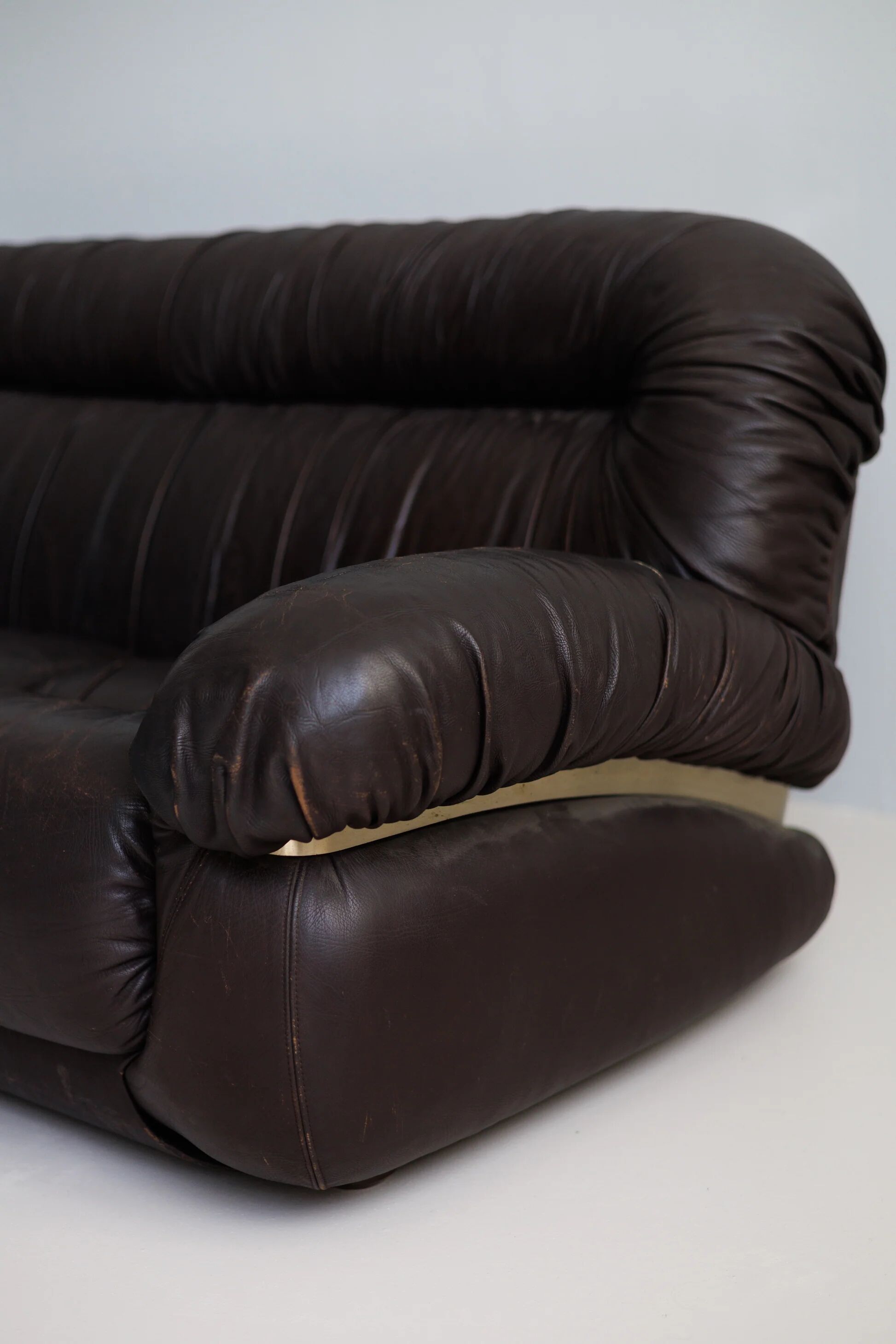 Vintage brown three seater leather sofa, 1970-1980s