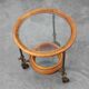 Chariot de service en cuivre, noyer et verre, France vers 1900
