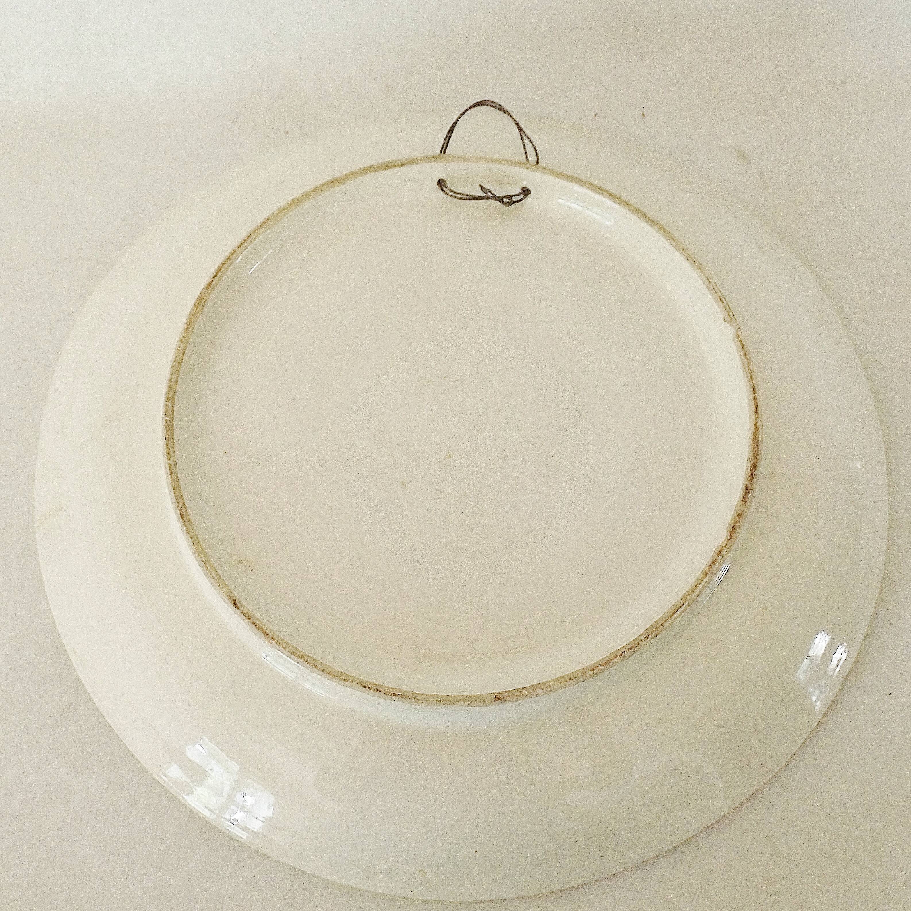 Ceramic plate / dish blue enamelled decoration, circa 1970