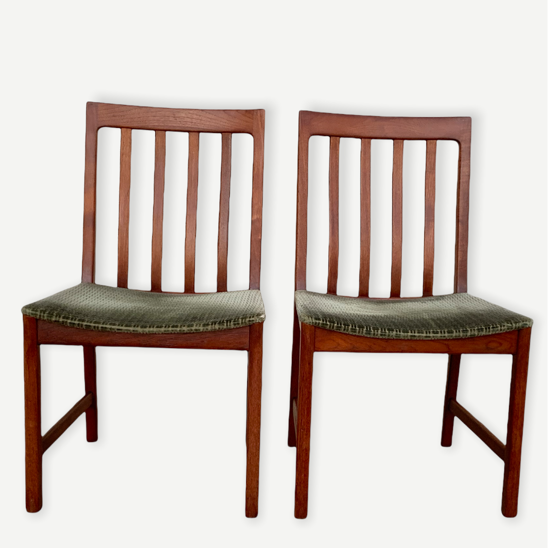 Pair of Scandinavian teak and velvet chairs 1960