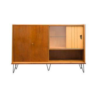 High row with showcase, walnut, restored