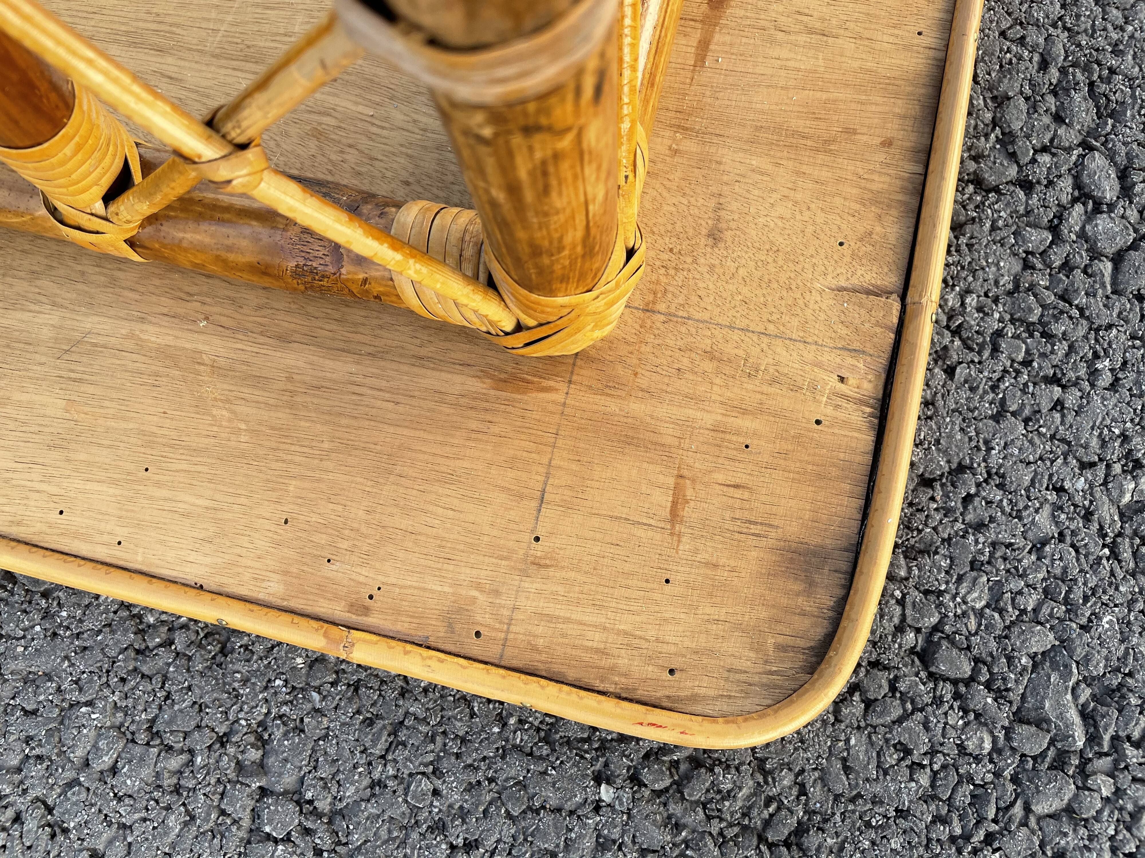 Rattan table vintage compass feet