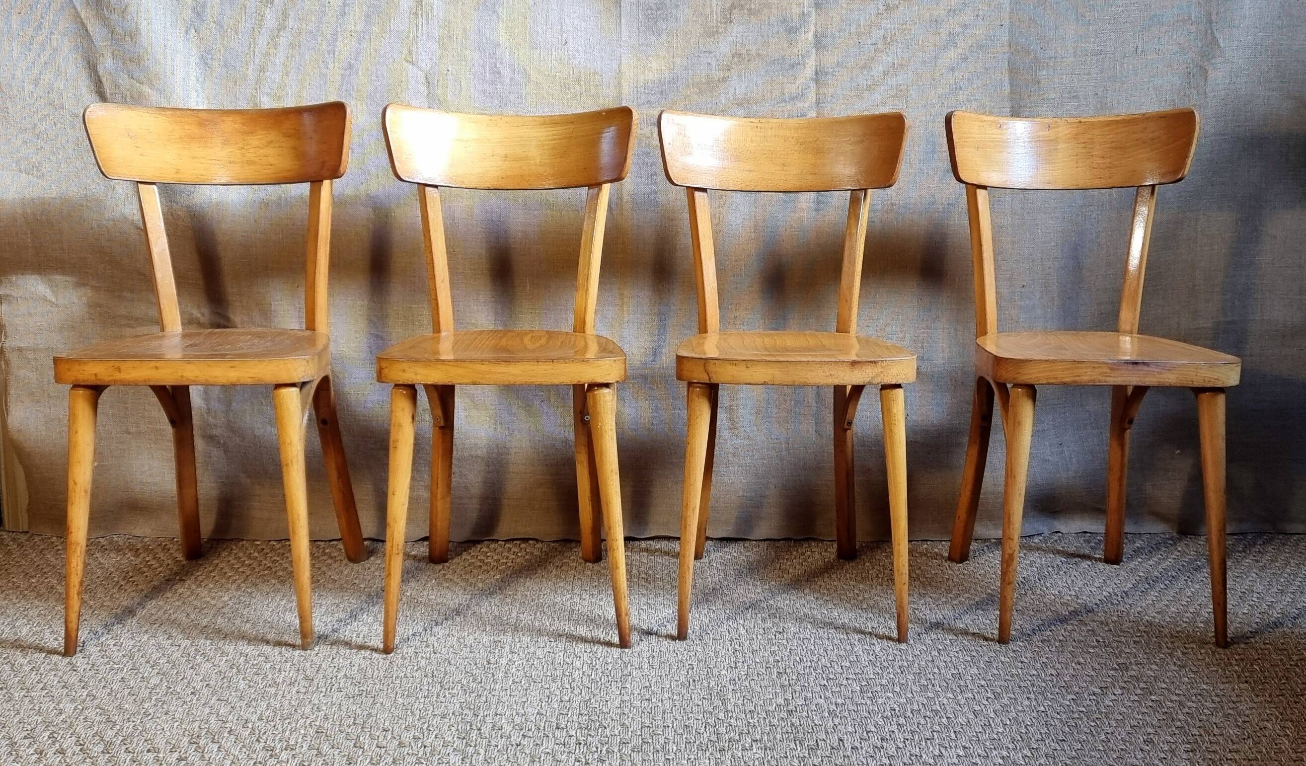 4 60s bistro chairs in bentwood