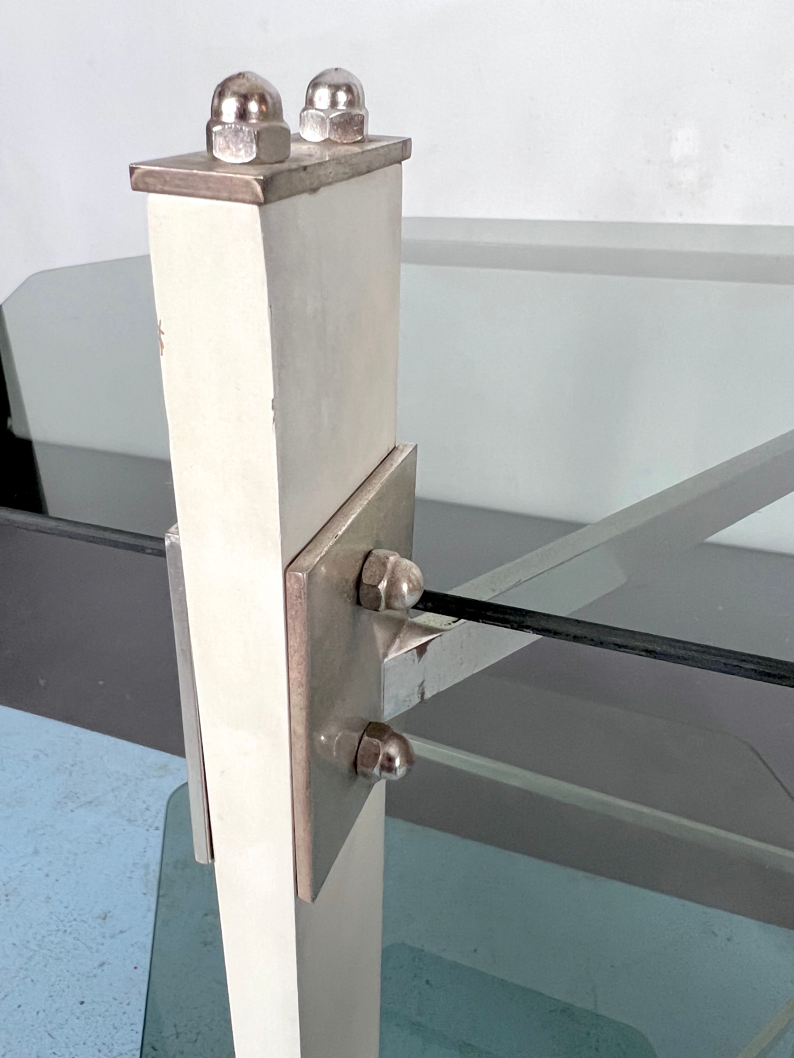 Vintage wood and smoked glass side tablep, Italy 1970s