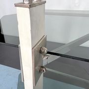 Vintage wood and smoked glass side tablep, Italy 1970s