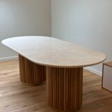 Marble and wood dining table