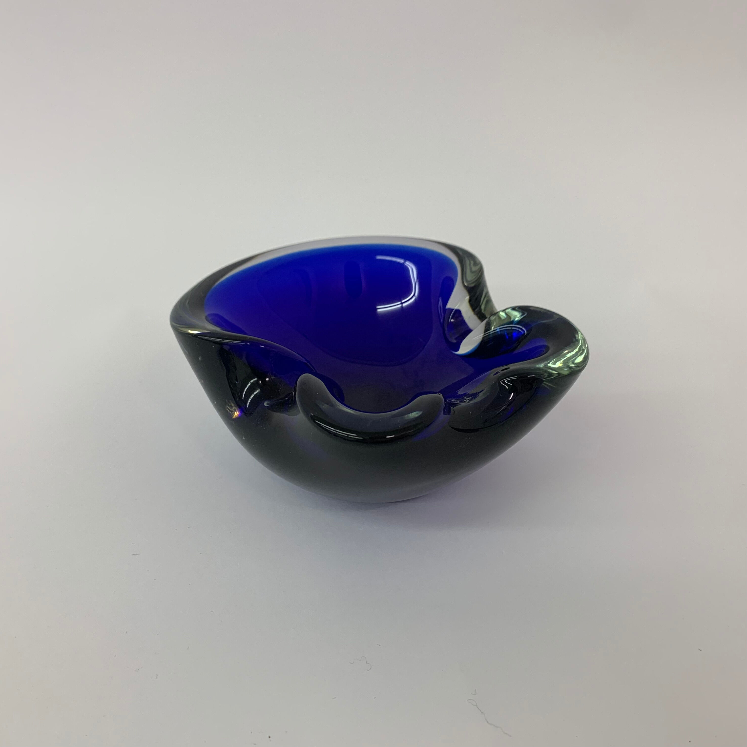 Mid century design set of 4 blue murano glass bowls , 1970's