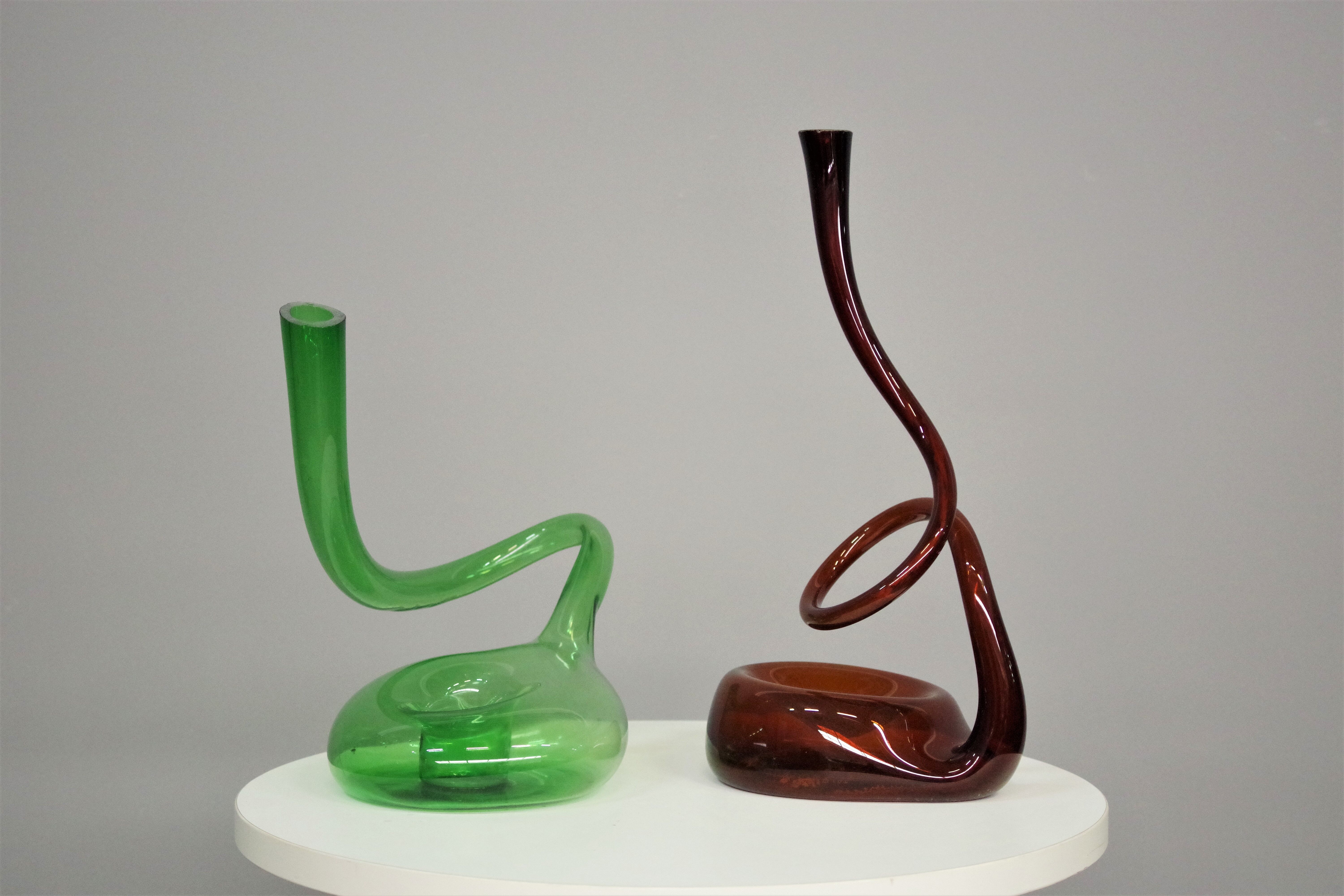Pair of vintage glass decanters, 1950