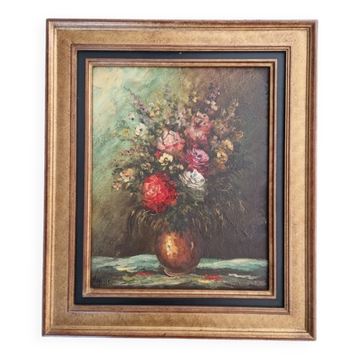 Robert Mogisse (1933) - Huile sur toile - Bouquet de fleurs