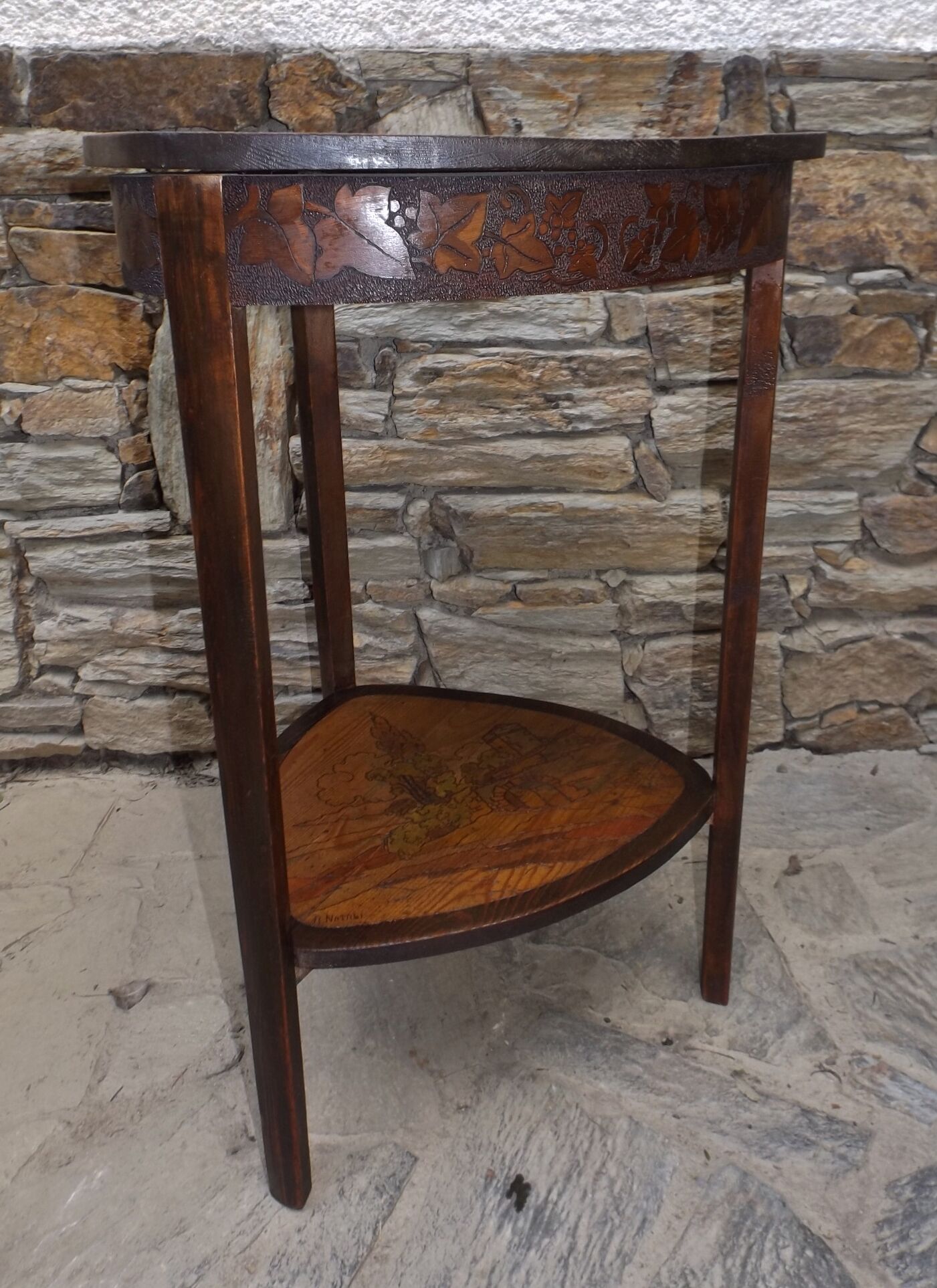 Table tripod art nouveau double trap