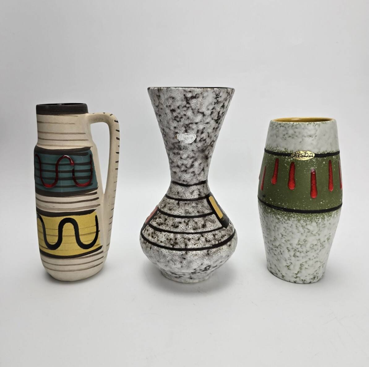 Vintage "Fat Lava" ceramic vase trio - 1960s/70s