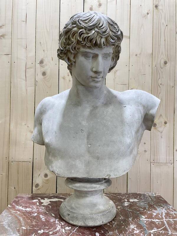 Buste D’Antinous dit Antinoüs Dicouen en plâtre modèle du Louvre