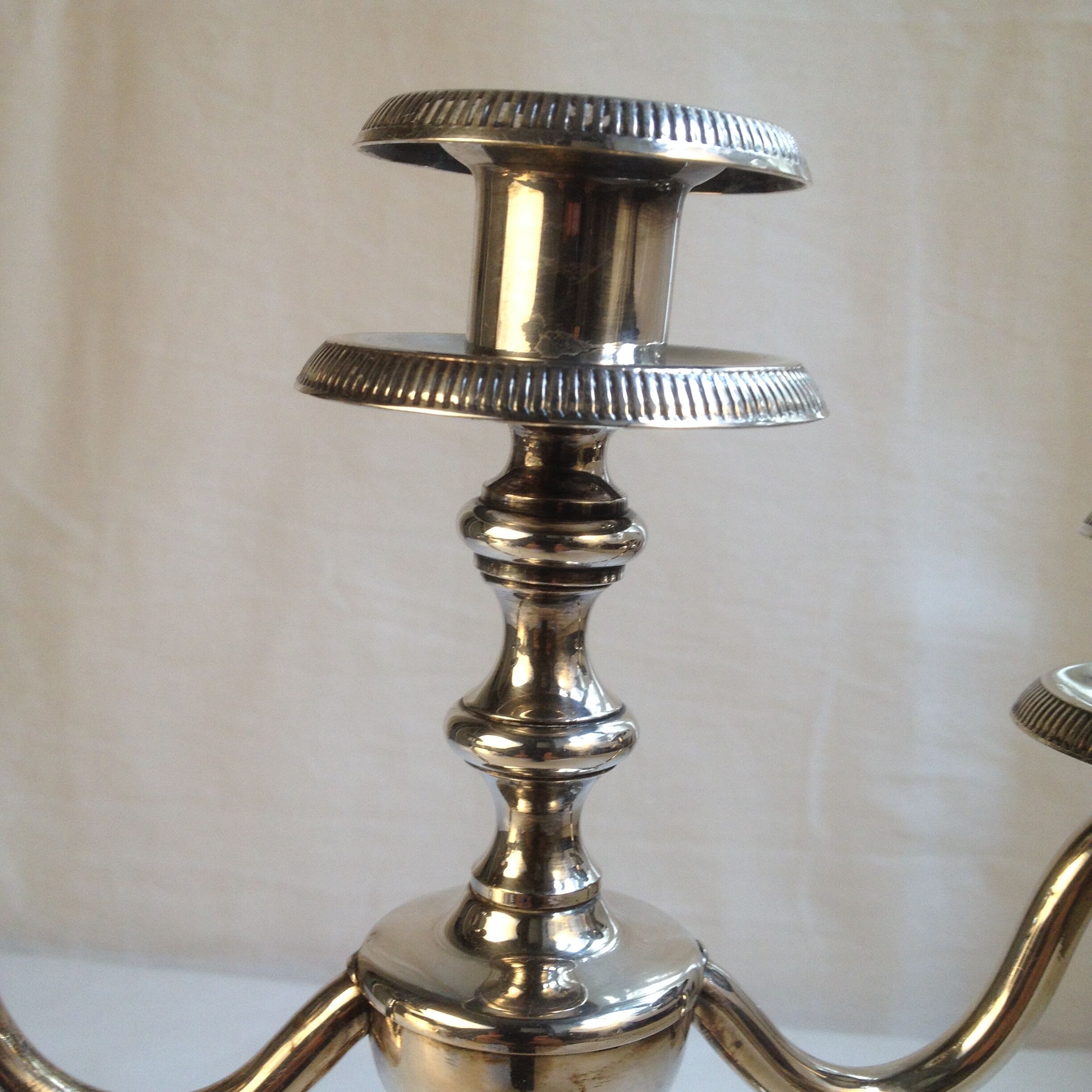 Candlestick with 3 burners in silver metal, Louis XVI style